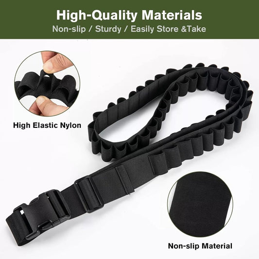 12/20 Gauge 50 Round Tactical Shotgun Shell Bandolier Adjustable, Round Shotgun Shell Holder Butt Stock Shell Holder for Hunting
