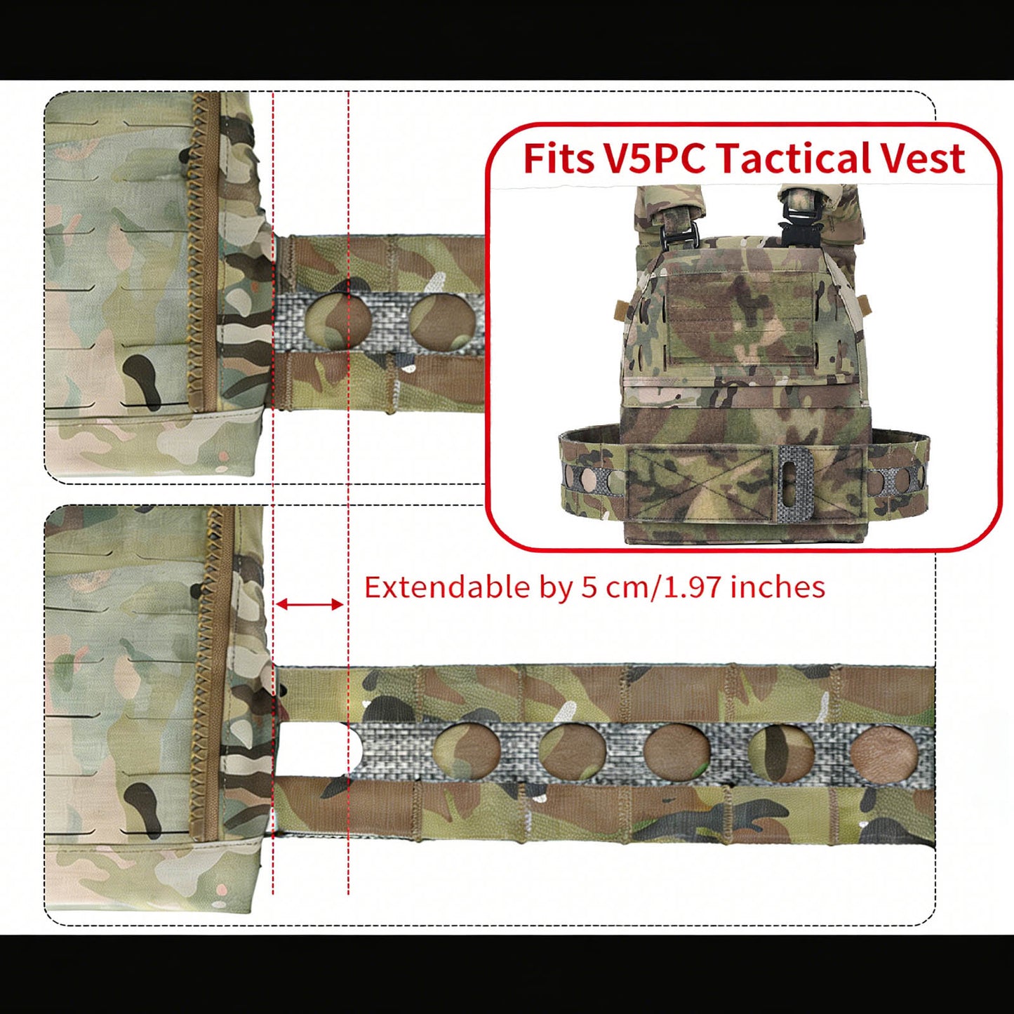 MOLLE Quick Release Cummerbund 3 Semi-Rigid Tactical Waistband Quick Disconnect Hook & Loop Strap for Plate Vest, Gear