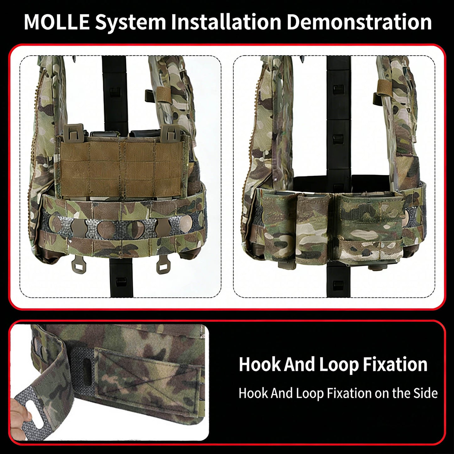 MOLLE Quick Release Cummerbund 3 Semi-Rigid Tactical Waistband Quick Disconnect Hook & Loop Strap for Plate Vest, Gear