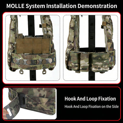 MOLLE Quick Release Cummerbund 3 Semi-Rigid Tactical Waistband Quick Disconnect Hook & Loop Strap for Plate Vest, Gear