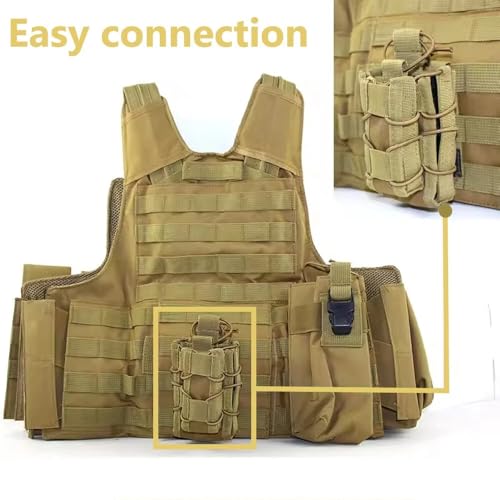 Tactical Molle Mother and Child Magazine Pouch Open-Top Single Pistol Mag Pouch AR/M4/M16 Cartridge Clip Pouch Hunting Bag
