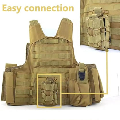 Tactical Molle Mother and Child Magazine Pouch Open-Top Single Pistol Mag Pouch AR/M4/M16 Cartridge Clip Pouch Hunting Bag