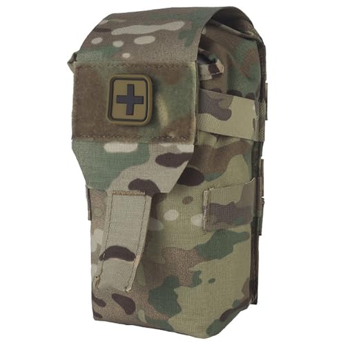 Tactical Small First Aid Kit Quick Release Magazine Pouch Tear-Away MOLLE IFAK Bag Medical Kit for Camping, Hunting, etc.