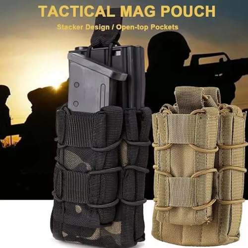Tactical Molle Mother and Child Magazine Pouch Open-Top Single Pistol Mag Pouch AR/M4/M16 Cartridge Clip Pouch Hunting Bag