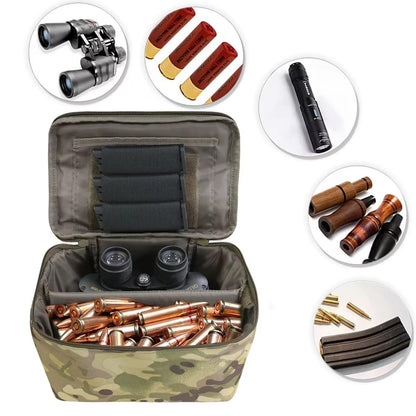 Tactical Ammo Bag with Detachable Inner Space Bullet Carrying Pouch for Hunting Pistol Rifle Shotgun Shooting Bullet Storage Bag(Black)