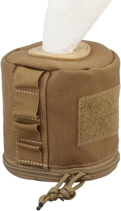 Tactical Toilet Paper Holder, Waterproof Toilet Roll Paper Bag Toilet Paper Storage Pouch with Side Webbing for Camping Hiking Picnics(Black)