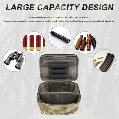 Tactical Ammo Bag with Detachable Inner Space Bullet Carrying Pouch for Hunting Pistol Rifle Shotgun Shooting Bullet Storage Bag(Black)