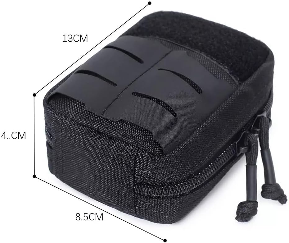 Tactical Molle Pouch Military Medical Bag Outdoor EDC Tool Accessory Bag Multi-Purpose Small Battery Case Compact Utility bag(Black,L)
