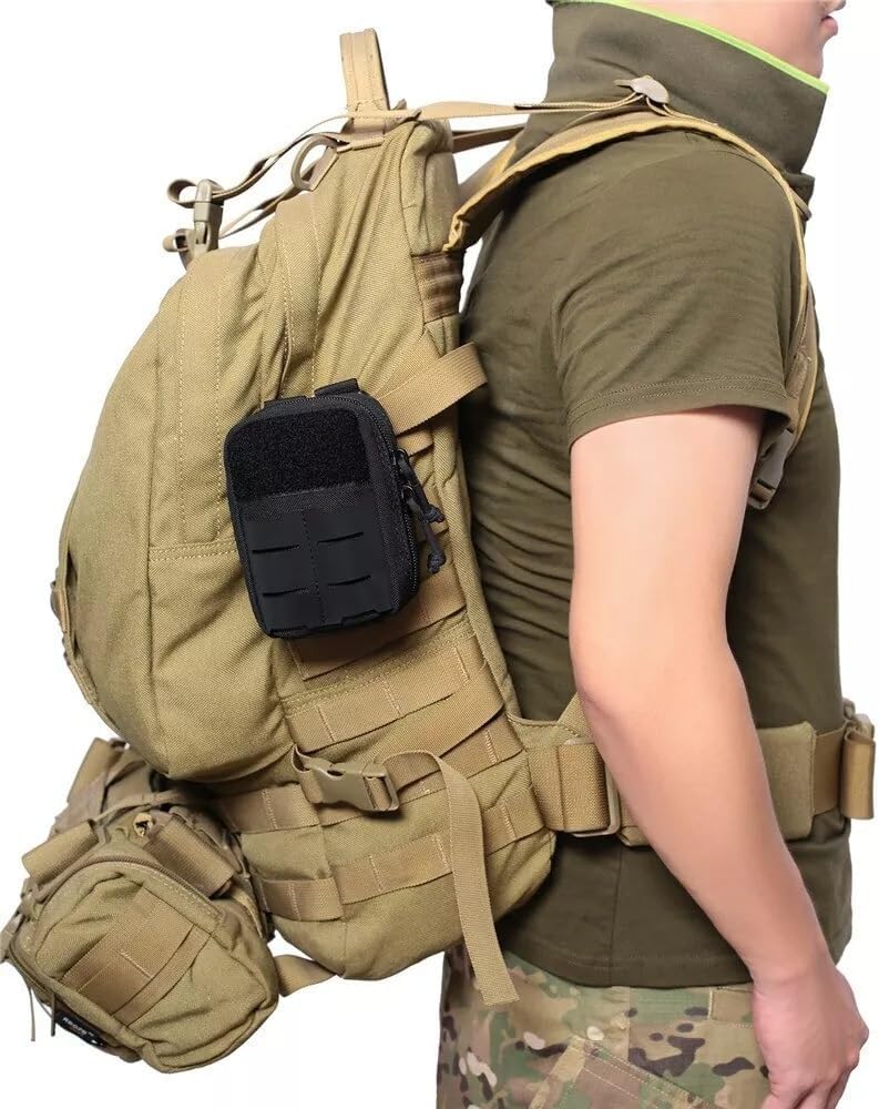 Tactical Molle Pouch Military Medical Bag Outdoor EDC Tool Accessory Bag Multi-Purpose Small Battery Case Compact Utility bag(Brown,S)