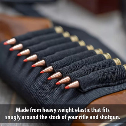 Tactical Buttstock 9 Rounds Rifle Ammo Pouch for .270, .30-30, .30-06, .45, 0.30in to 0.50in Ammo Shotgun Holder for Hunting