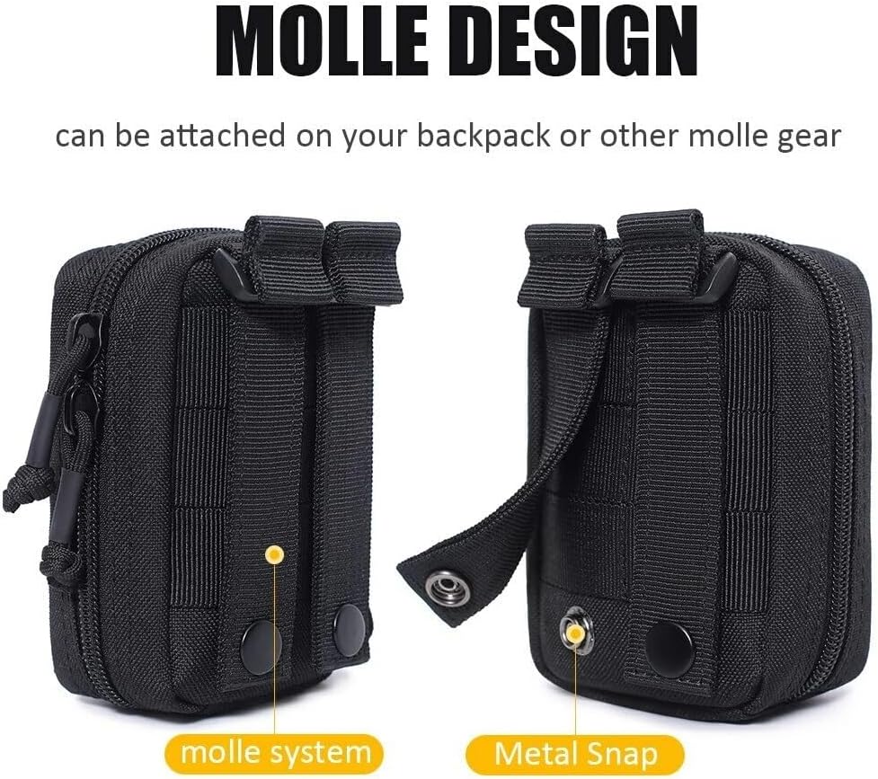 Tactical Molle Pouch Military Medical Bag Outdoor EDC Tool Accessory Bag Multi-Purpose Small Battery Case Compact Utility bag(Brown,S)