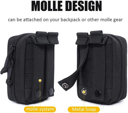 Tactical Molle Pouch Military Medical Bag Outdoor EDC Tool Accessory Bag Multi-Purpose Small Battery Case Compact Utility bag(Black,L)