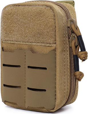 Tactical Molle Pouch Military Medical Bag Outdoor EDC Tool Accessory Bag Multi-Purpose Small Battery Case Compact Utility bag(Brown,S)