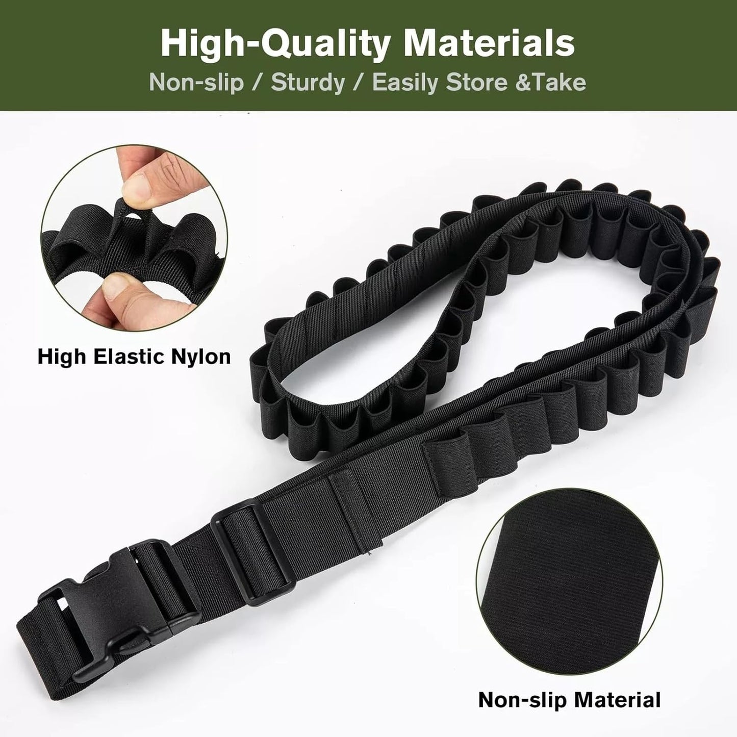 12/20 Gauge 50 Round Tactical Shotgun Shell Bandolier Adjustable, Round Shotgun Shell Holder Butt Stock Shell Holder for Hunting