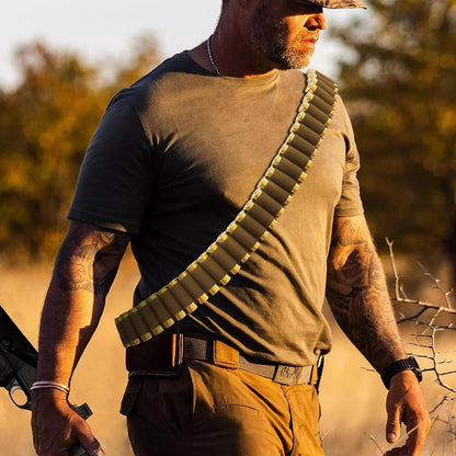 12/20 Gauge 50 Round Tactical Shotgun Shell Bandolier Adjustable, Round Shotgun Shell Holder Butt Stock Shell Holder for Hunting
