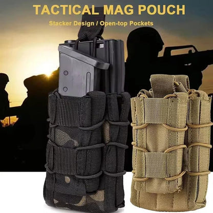 Tactical Molle Mother and Child Magazine Pouch Open-Top Single Pistol Mag Pouch AR/M4/M16 Cartridge Clip Pouch Hunting Bag