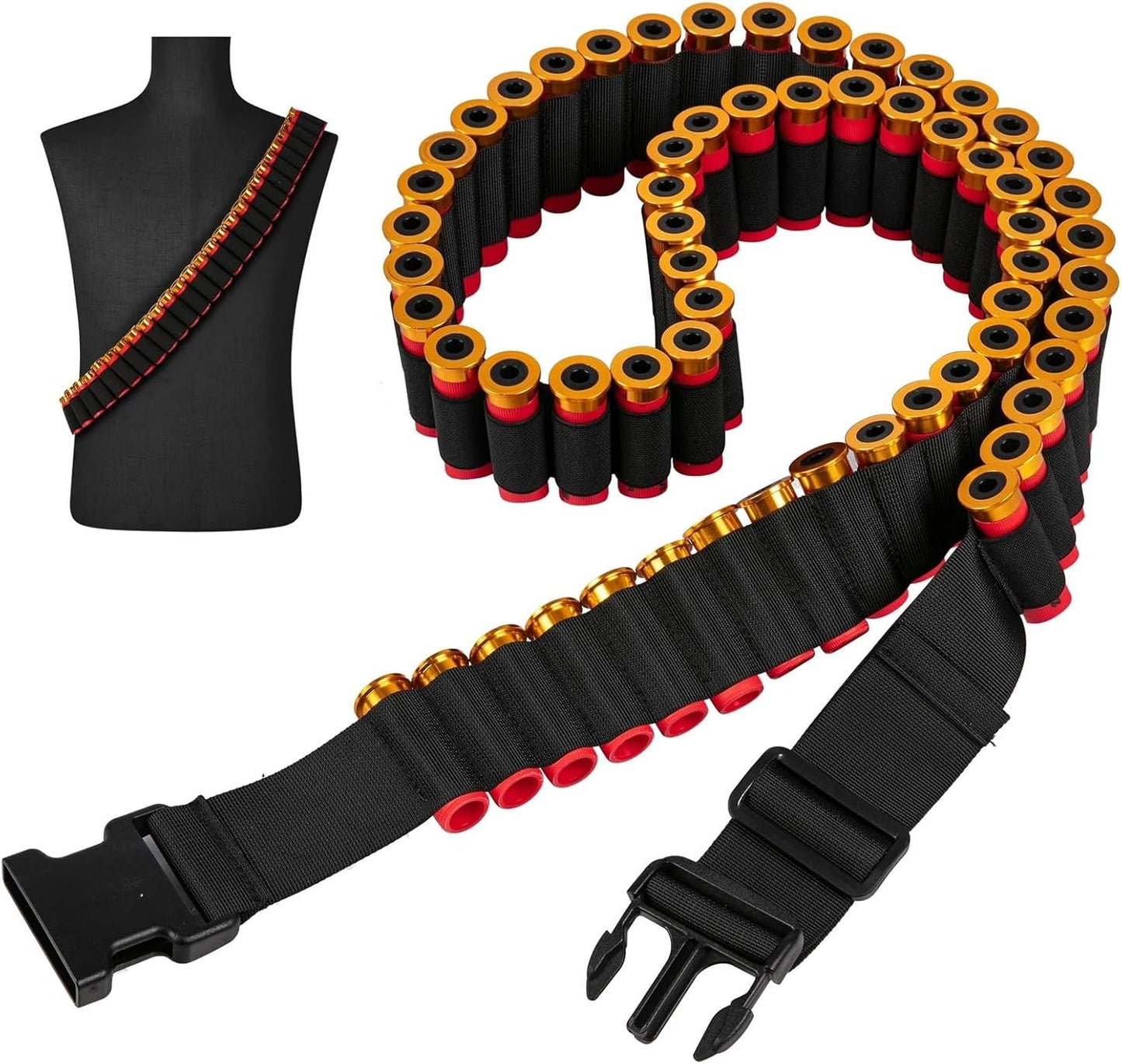 12/20 Gauge 50 Round Tactical Shotgun Shell Bandolier Adjustable, Round Shotgun Shell Holder Butt Stock Shell Holder for Hunting