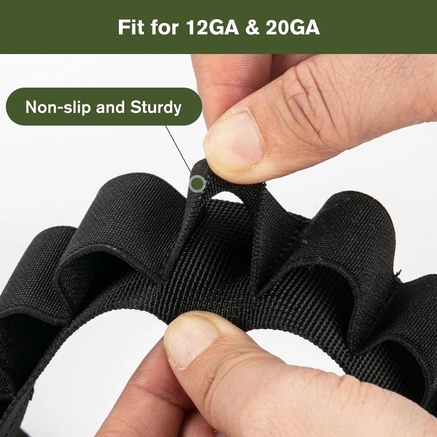 12/20 Gauge 50 Round Tactical Shotgun Shell Bandolier Adjustable, Round Shotgun Shell Holder Butt Stock Shell Holder for Hunting