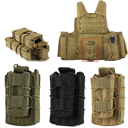Tactical Molle Mother and Child Magazine Pouch Open-Top Single Pistol Mag Pouch AR/M4/M16 Cartridge Clip Pouch Hunting Bag