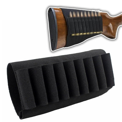 Tactical Buttstock 9 Rounds Rifle Ammo Pouch for .270, .30-30, .30-06, .45, 0.30in to 0.50in Ammo Shotgun Holder for Hunting