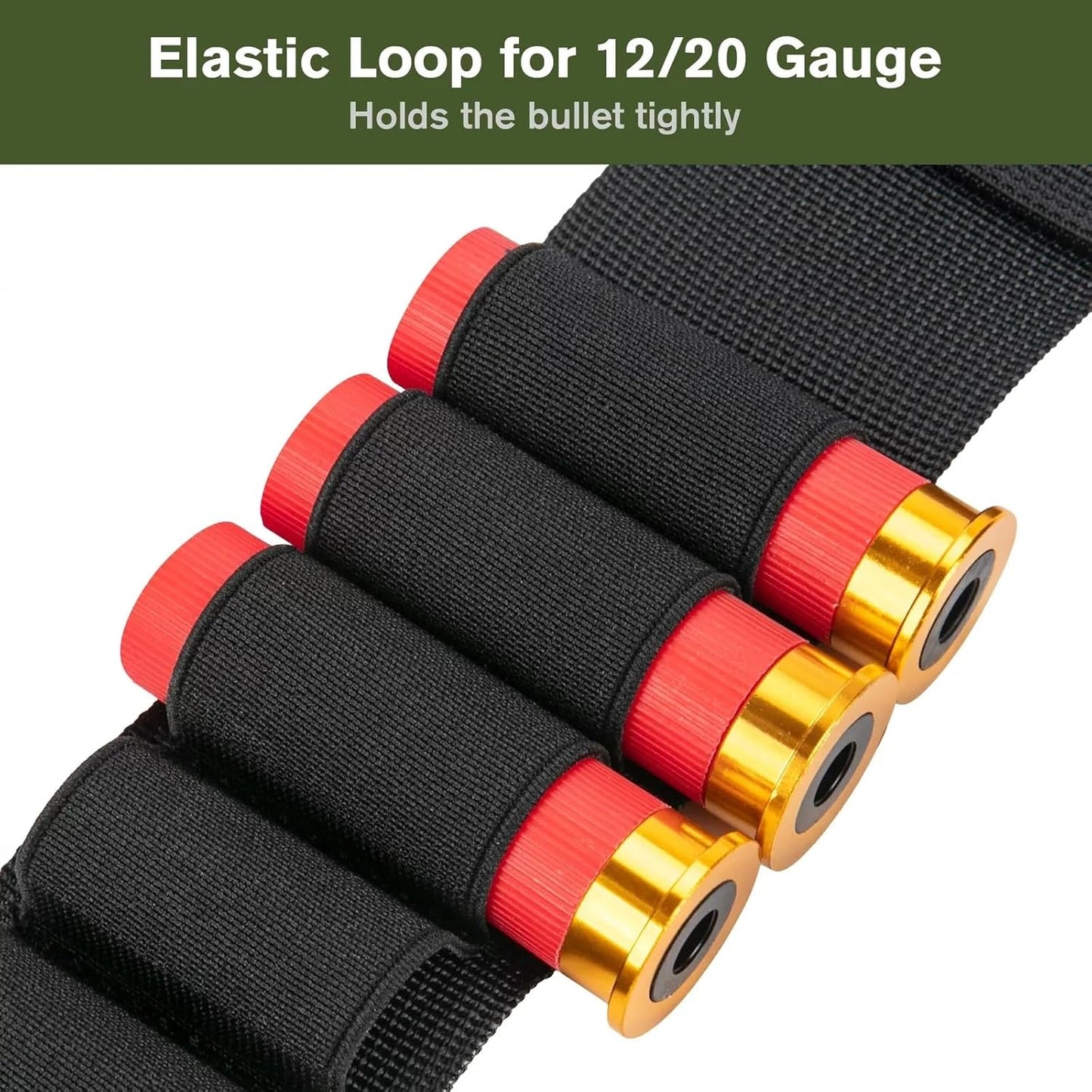 12/20 Gauge 50 Round Tactical Shotgun Shell Bandolier Adjustable, Round Shotgun Shell Holder Butt Stock Shell Holder for Hunting