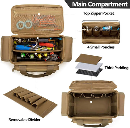 Tactical Tool Bag Anti-friction Thick Padded Bottom Tool Storage Pack Repairman Electrician Carpenters Multi-functional Work Bag(Brown)